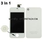 3 in 1 (Original LCD , OEM Touch pad , OEM LCD Frame + OEM Glass Back Cover + OEM Controller Button) for iPhone 4S (White)